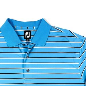 FootJoy Mens ProDry Performance Striped Golf Polo Blue White XL Short Sleeve